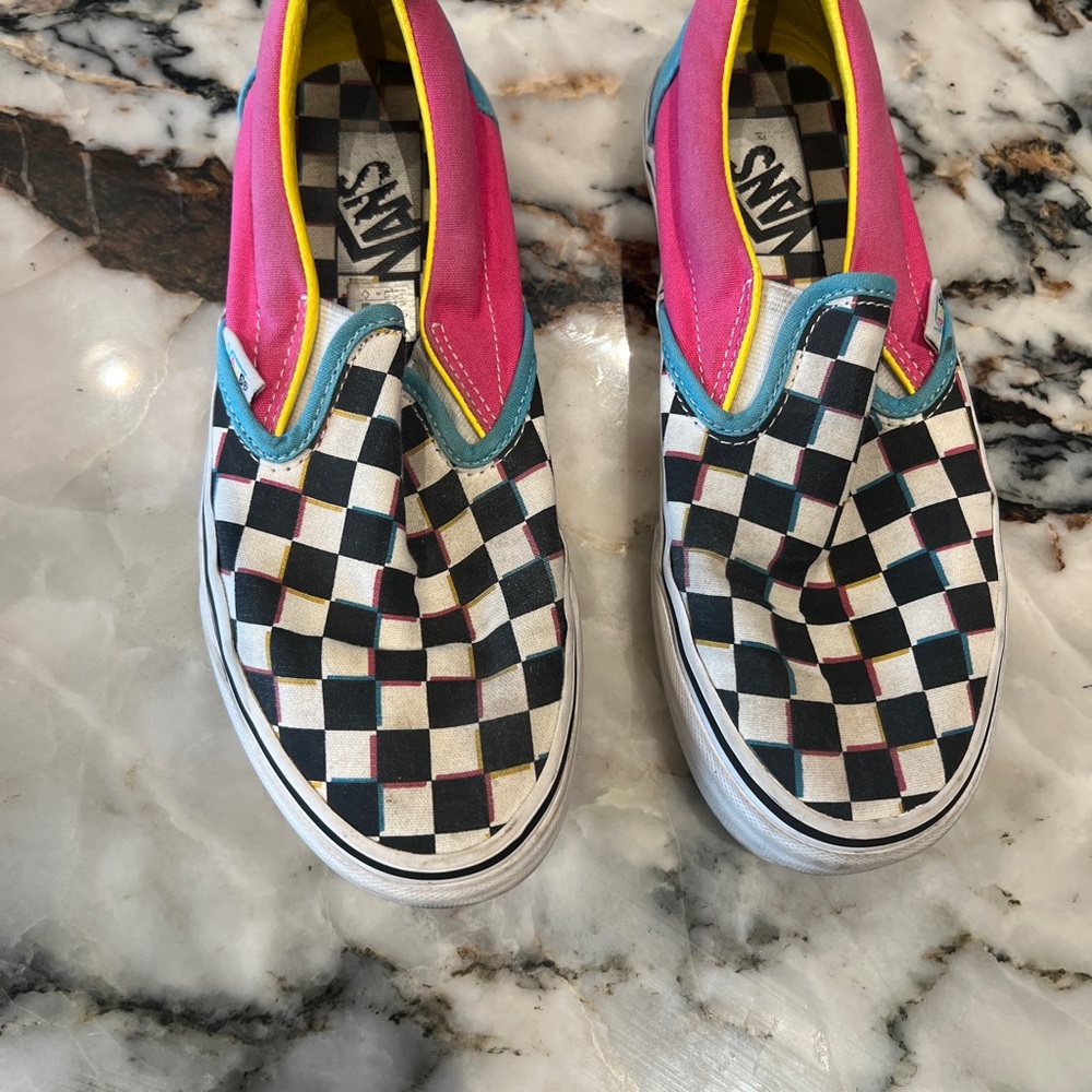 Vans Hot Pink Checkered Slip-On Sneakers